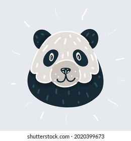 Cartoon vector illustration of Face of a giant panda on white isolated background.