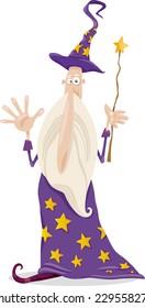 Cartoon Vector illustration of Fantasy Wizard with Magic Wand