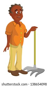 cartoon vector illustration of a farmer black