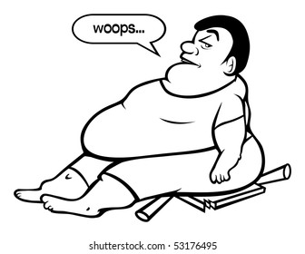 cartoon vector illustration fat black guy outline