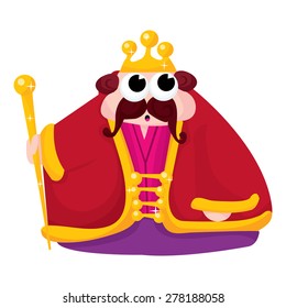 A Cartoon Vector Illustration Of A Fat Regal King.