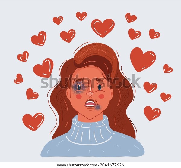 Cartoon Vector Illustration Fear Woman Victim Stock Vector (Royalty ...