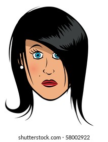 cartoon vector illustration female face