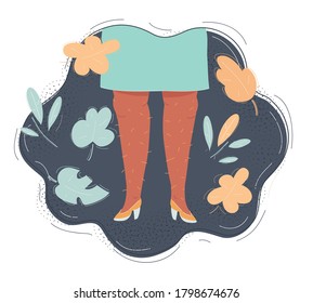 Cartoon Vector Illustration Of Female Hairy Legs Isolated On Dark Background.