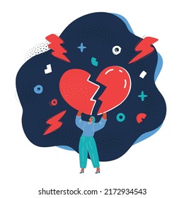 Cartoon vector illustration of female Heartbreaker over dark backround