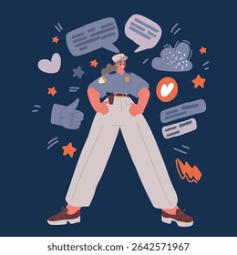 Cartoon vector illustration of female police.