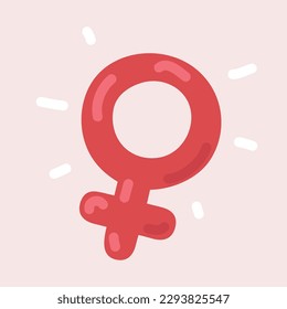 Cartoon vector illustration of Female symbol. Design for international women's event. Girl power