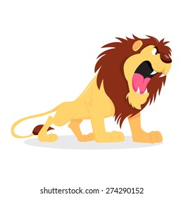 A Cartoon Vector Illustration Of A Fierce Lion Roaring.