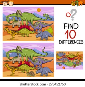 Cartoon Vector Illustration of Finding Differences Educational Game for Preschool Children