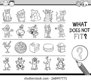 Cartoon Vector Illustration of Finding Improper Item Educational Game for Preschool Children