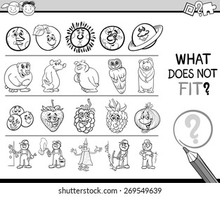Cartoon Vector Illustration of Finding Improper Item Educational Game for Preschool Children