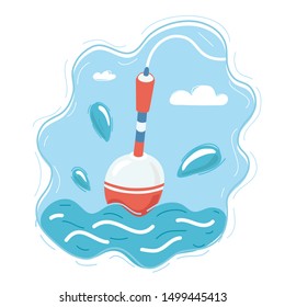 Cartoon vector illustration of Fishing float floating in the water.
