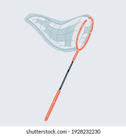 Cartoon vector illustration of fishing or hunting net on white background.