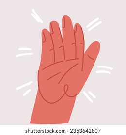 Cartoon vector illustration of five gesture hand.