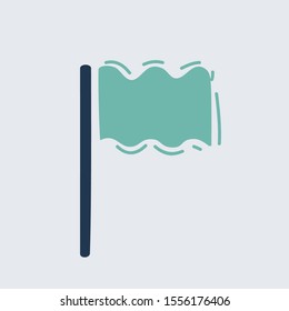 Cartoon vector illustration of Flag icon. Location marker symbol. Hand drawn object.