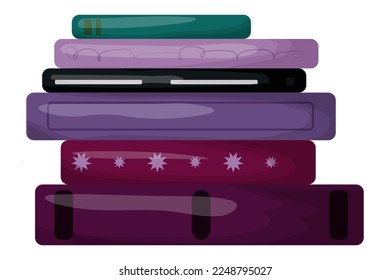 Cartoon vector illustration in a flat style. Book stack of fiction for reading.