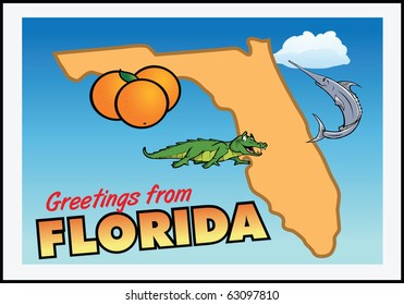 Florida Cartoon : The state is bordered to the west by the gulf of