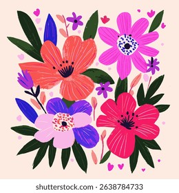 Cartoon vector illustration of flower bouqet arrangement. Mixed flower bouquet isolated, gifts and celebration concept. Flowers for wedding
