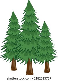 Cartoon vector illustration of fluffy Christmas green fir isolated on white background. hand-drawn Christmas forest fir.