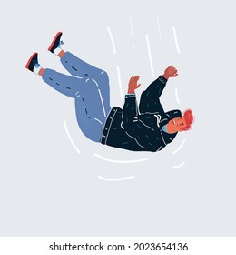 Dibujo vectorial de dibujos animados de un hombre que cae sobre un fondo blanco.