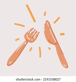 Cartoon vector illustration of fork and knife