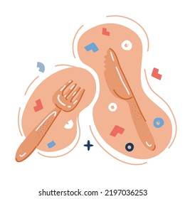 Ilustración vectorial de dibujos animados de la horquilla y el cuchillo