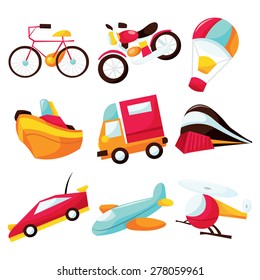 A cartoon vector illustration of four colorful little birds.