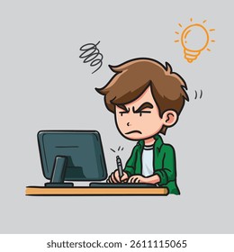 cartoon vector illustration of freelancer work time