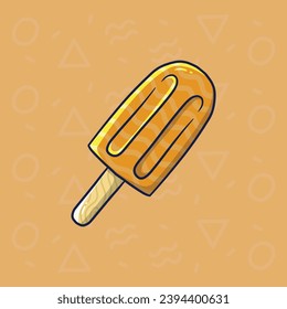 Cartoon vector illustration of Fresh Orange Stick Ice Cream. Ice cream vector illustration.