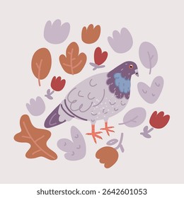 Cartoon vector illustration of full body of pigeon bird is
