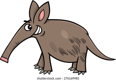 Cartoon Vector Illustration of Funny Aardvark Animal Character