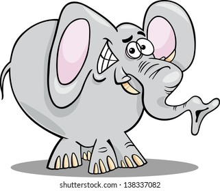 Cartoon Vector illustration of Funny African Elephant Wild Animal