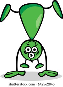 Cartoon Vector Illustration of Funny Alien or Martian Comic Character