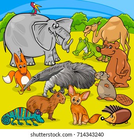 Cartoon Vector Illustration of Funny Animal Characters Group