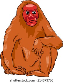 Cartoon Vector Illustration of Funny Bald Uakari Monkey Primate Animal