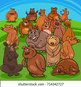 Cartoon Vector Illustration of Funny Bears Animal Characters Group