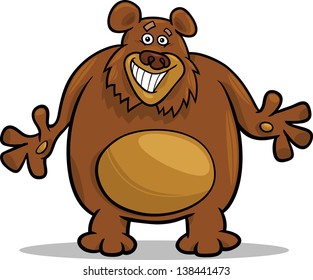 Cartoon Vector Illustration of Funny Big Brown Bear or Grizzly