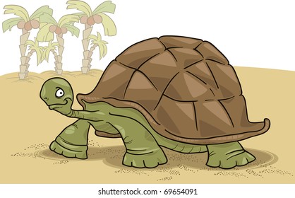 cartoon vector illustration of funny big turtle