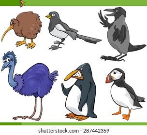 Cartoon Vector Illustration of Funny Birds Set