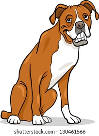 Cartoon Vector Illustration of Funny Boxer Purebred Dog