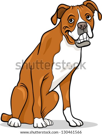 Cartoon Vector Illustration Funny Boxer Purebred Stock Vector (Royalty