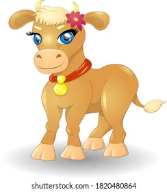 Cartoon Vector Illustration of Funny Bull Farm Animal Character