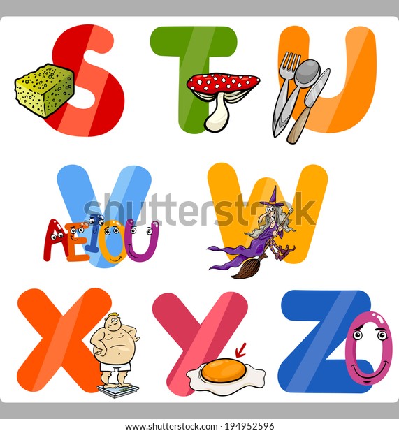 Cartoon Vector Illustration Funny Capital Letters Stock Vector (Royalty ...