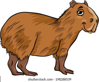 Cartoon Vector Illustration of Funny Capybara Animal