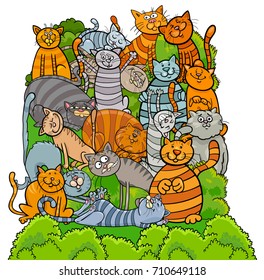 Cartoon Vector Illustration of Funny Cats and Kittens Animal Characters Group