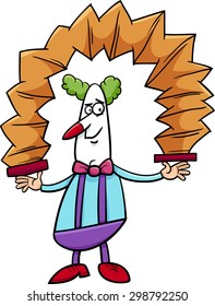 Cartoon Vector Illustration of Funny Clown Circus Performer with Accordion