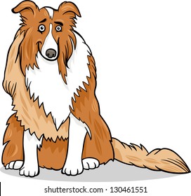Cartoon Vector Illustration of Funny Collie Purebred Dog