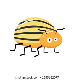 Cartoon Vector Illustration of Funny Colorado Potato Beetle Insect Character