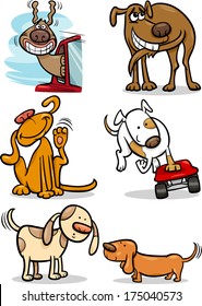 Cartoon Vector Illustration of Funny Cute Dogs Set