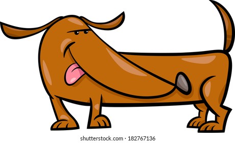 Cartoon Vector Illustration of Funny Dachshund Dog